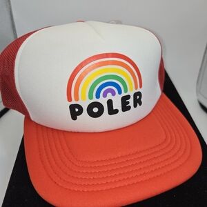 Poler Rainbow Trucker Hat - Red and White
